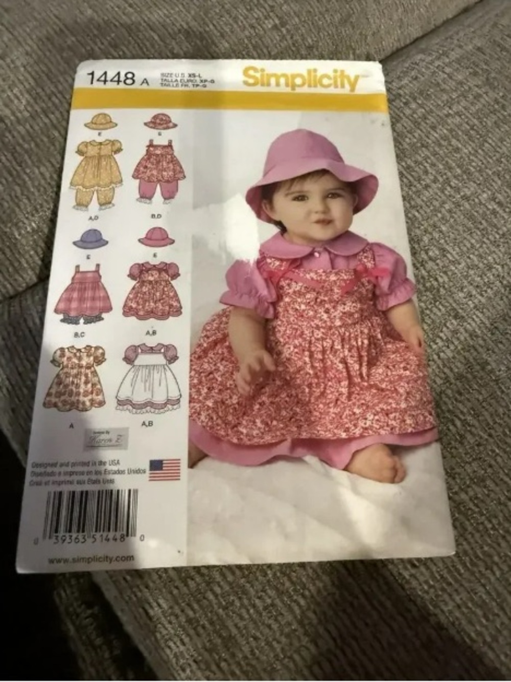 Simplicity Pink Floral Baby Dress & Hat Sewing Pattern